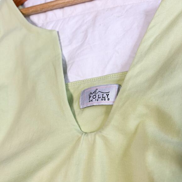 NWOT Oh Polly Zarina Ruched Plunge Bodycon Mini Dress Light Green Size 8 - Picture 6 of 9
